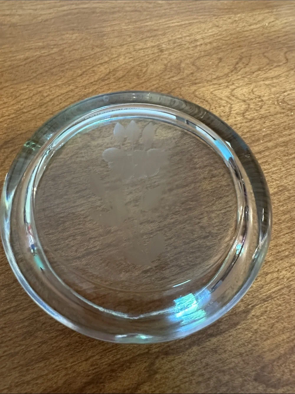 Princess‎ House Clear Etched Floral Glass ashtray - Clear   Vintage